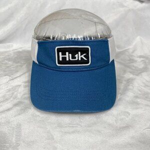 Huk Performance Visor Hat Blue White Hook & Loop Head Wear Fishing Golf Tennis